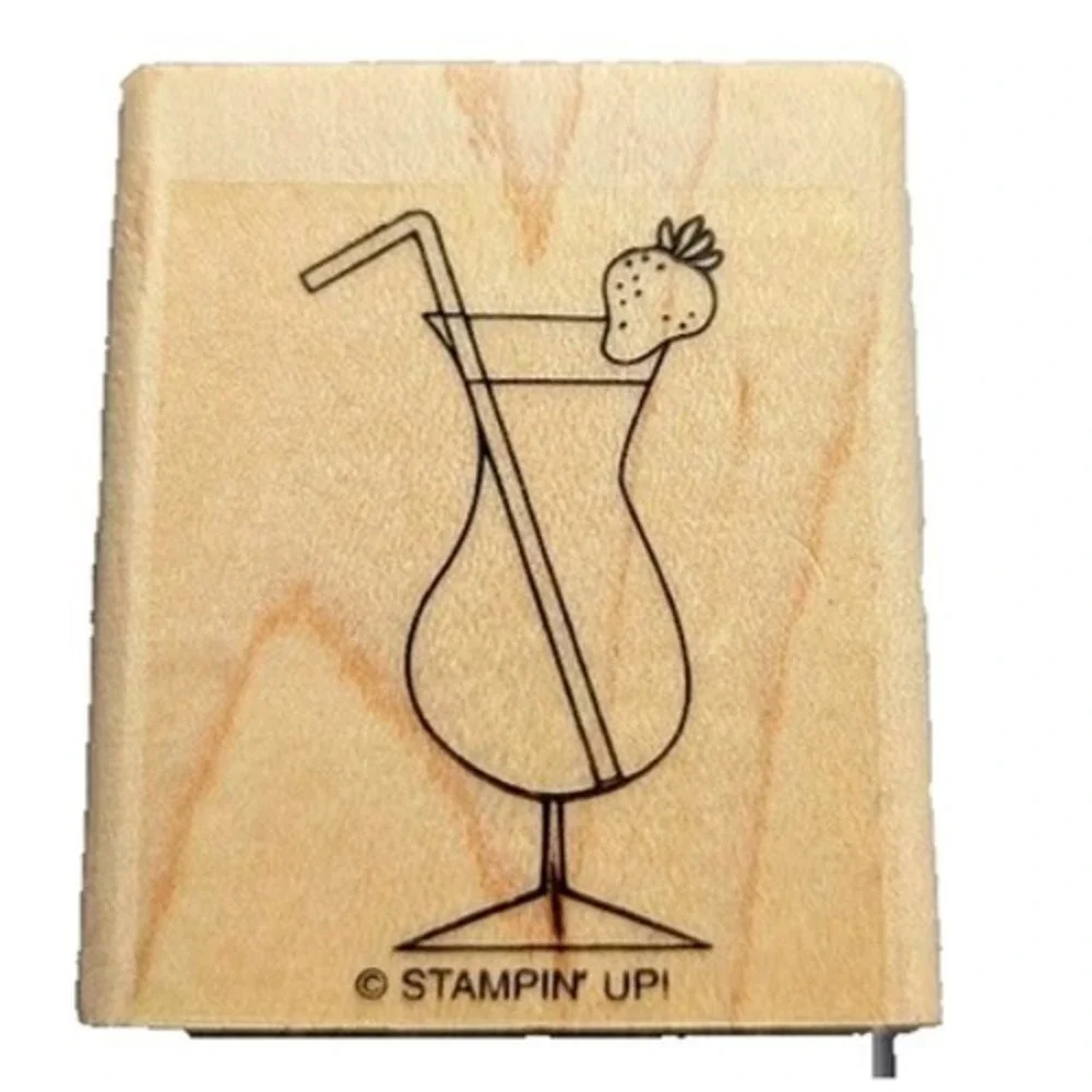Stampin' Up! Tropical Drink Strawberry Rubber Stamp Wood #G21